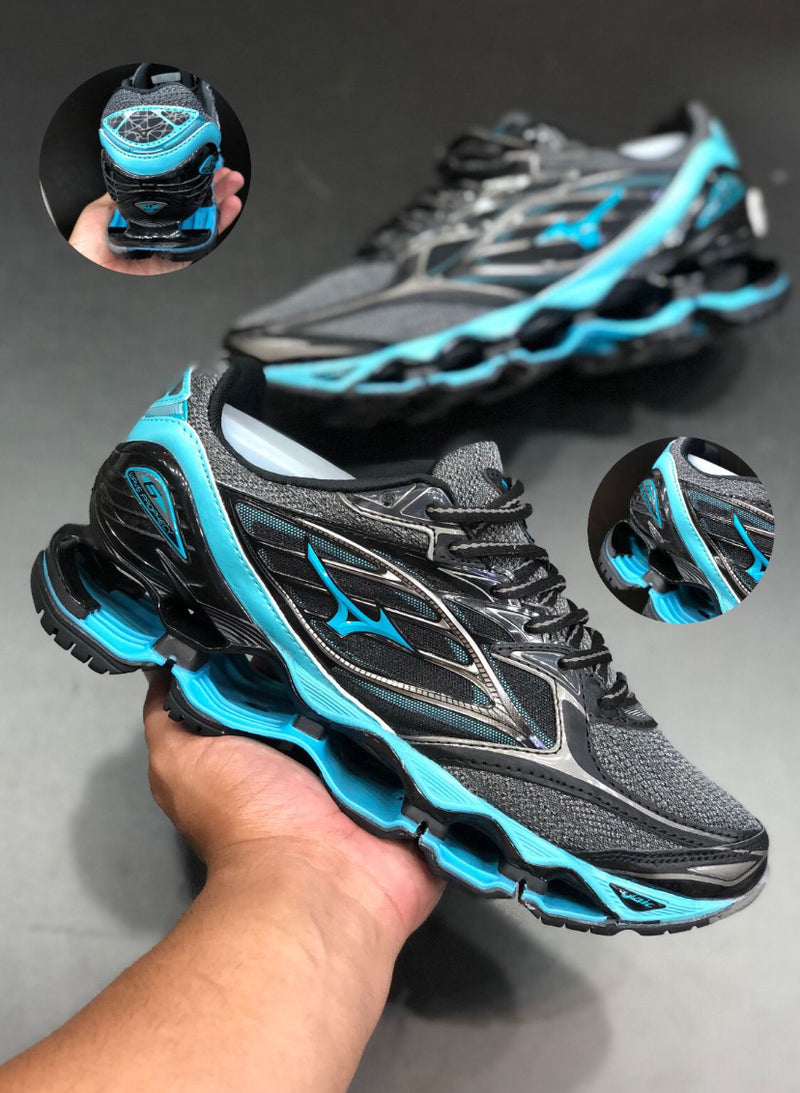 Tênis Mizuno Pro 6 importado cor cinza e azul