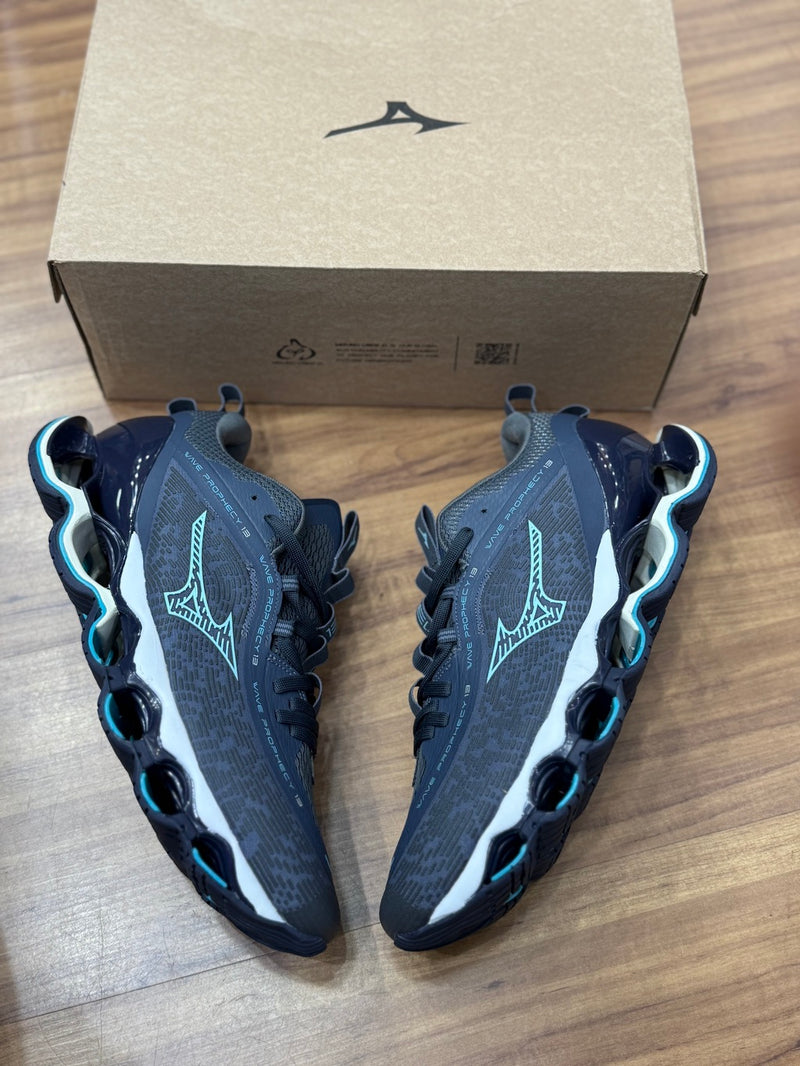 Tênis Mizuno Pro 13 cinza e azul importado Vietnã
