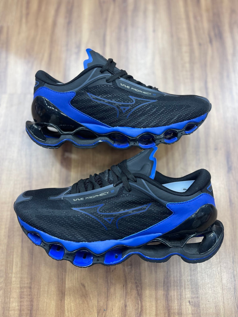Tênis Mizuno Pro 12 Preto e azul importado Vietnã