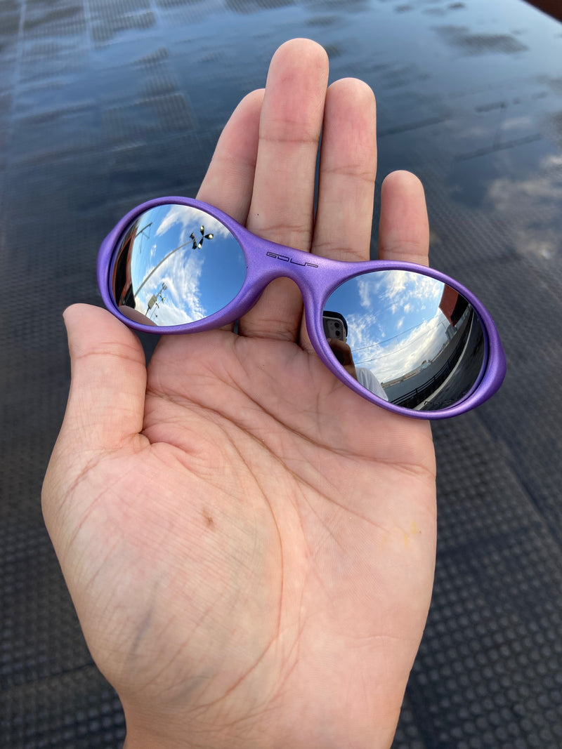 Óculos de sol Eye Jacket Lupa do Mc Tuto, armação roxa lentes Liquid Metal (cinza espelhado)