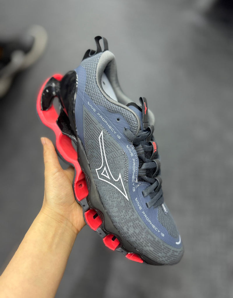 Tênis Mizuno Pro 13 cinza preto e vermelho importado vietnã