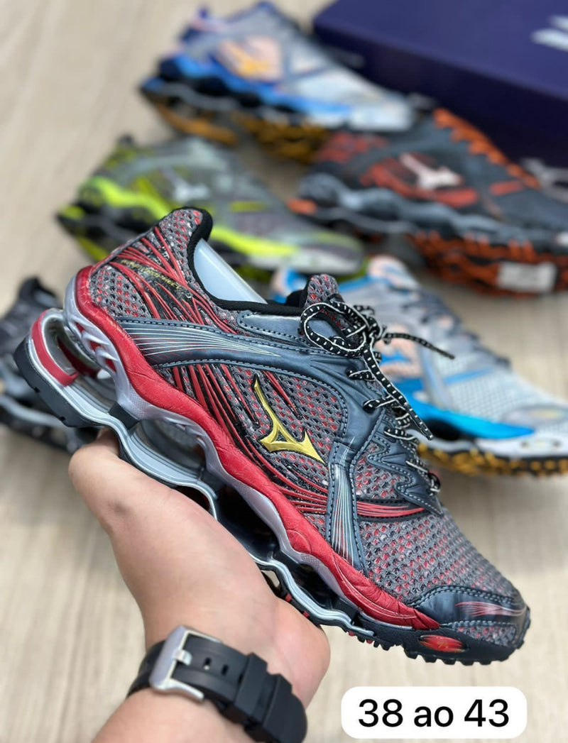 Tênis Mizuno Pro 1 importado cor cinza e vermelho